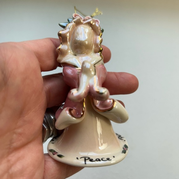 Vintage Blue Sky pottery pink/cream Peace angel  ornament Heather Goldminc - Picture 2 of 5